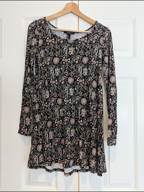 3 For $20 Forever 21 Black and Brown Paisley Print Mini Dress 90s Whimsy Goth S